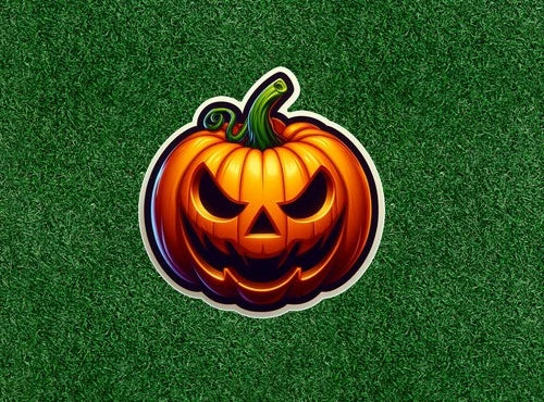 Halloween scary pumpkin head 100% waterproof sticker decal - several sizes