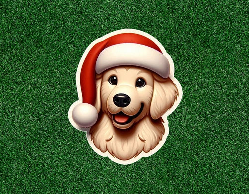 Cute Christmas Golden Retriever dog 100% waterproof vinyl sticker - many sizes