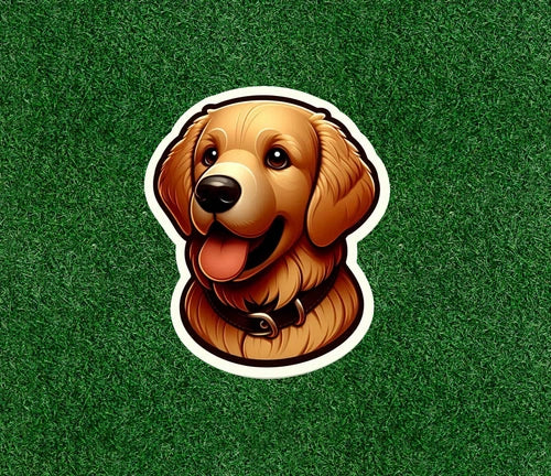 Cute Golden Retriever dog 100% waterproof vinyl decal sticker - many sizes