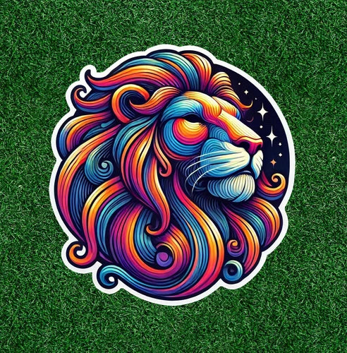 Beautiful Colorful Lion head 100% waterproof vinyl sticker decal - many sizes