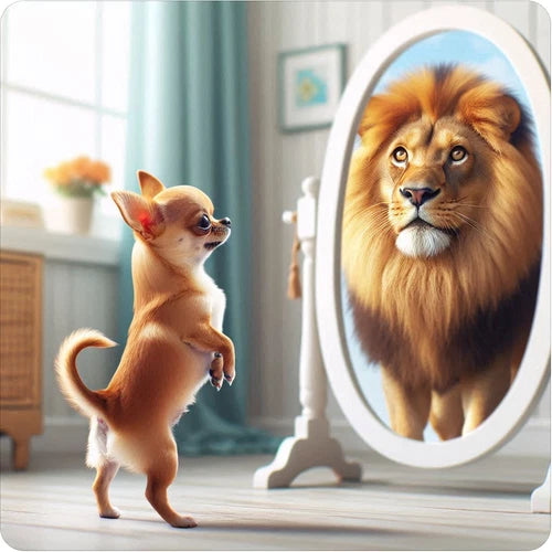 Cute Chihuahua dog looking in mirror 100% waterproof vinyl sticker - many sizes