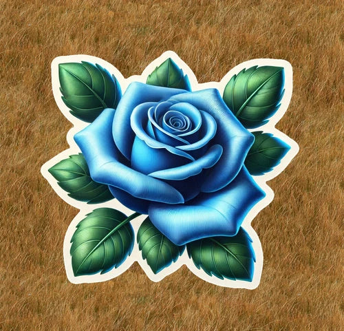 Beautiful blue rose 100% waterproof vinyl sticker decal - many sizes available