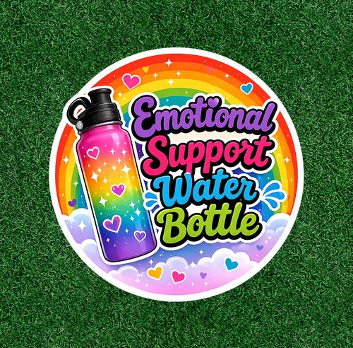 Emotional Support Water Bottle 100% waterproof vinyl sticker decal - many sizes