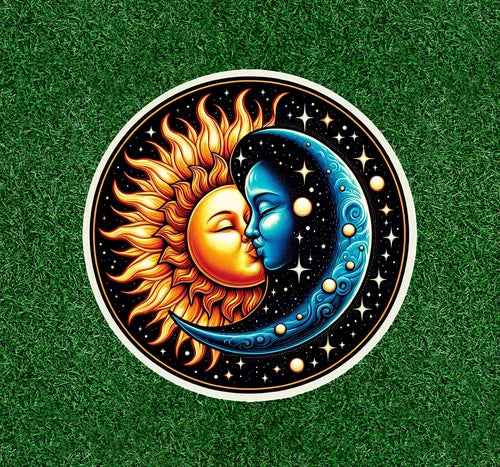 Celestial sun kissing moon 100% waterproof vinyl sticker decal - many sizes