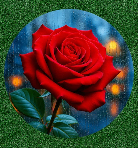Circular red rose 100%  waterproof vinyl sticker decal - many sizes