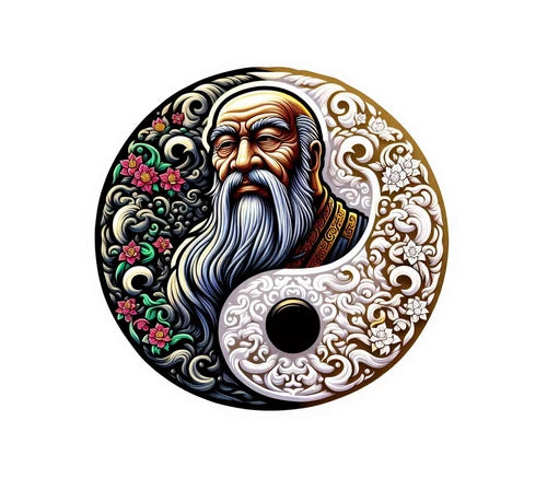 Lao Tzu Yin Yang design 100% waterproof vinyl decal sticker - many sizes