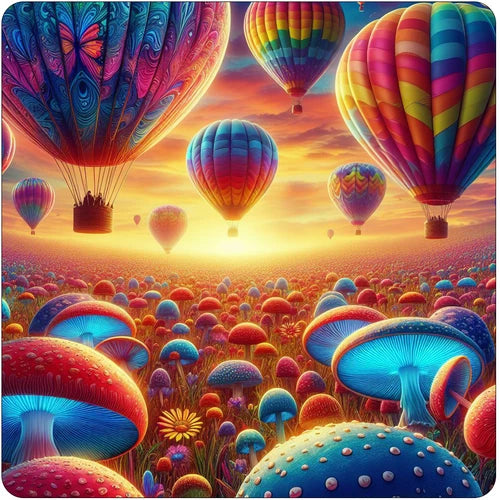 Colorful psychedelic mushrooms field waterproof vinyl sticker - several sizes