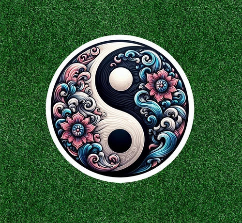 Beautiful Yin Yang design 100% waterproof vinyl decal sticker - many sizes