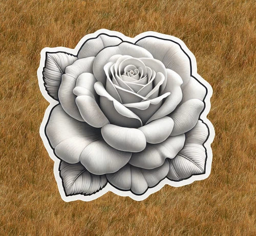 Beautiful white rose 100% waterproof vinyl sticker decal - many sizes available