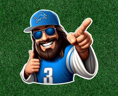 Jesus is a Lions fan! 100% waterproof vinyl sticker decal - several sizes