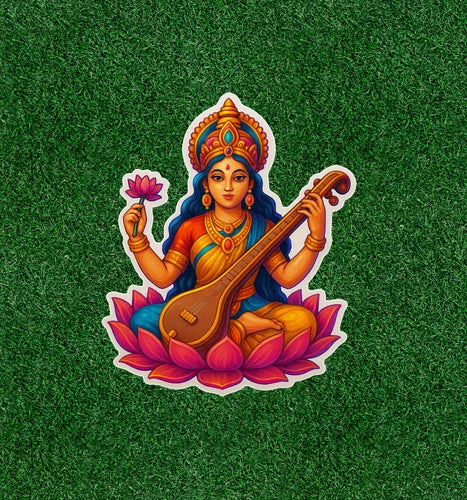 Hindu Goddess Saraswati 100% waterproof vinyl sticker decal - many sizes