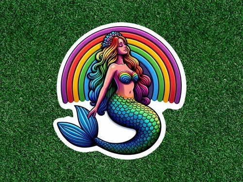 Beautiful Colorful Rainbow Mermaid waterproof vinyl decal sticker - many sizes