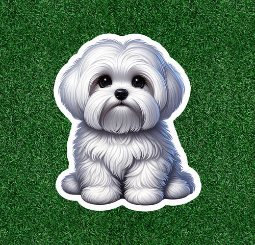 Cute Maltese dog waterproof vinyl sticker decal - many sizes available