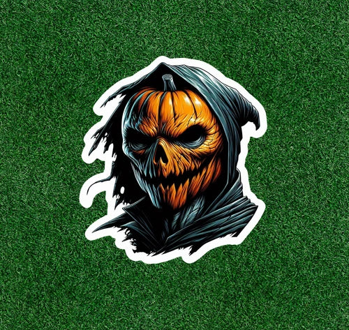 Halloween  scary pumpkin head 100% waterproof sticker decal - several sizes