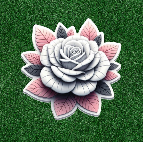 Beautiful white rose 100% waterproof vinyl sticker decal - many sizes available