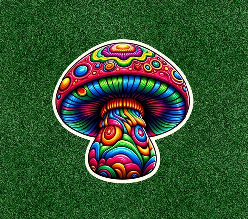 Colorful psychedelic mushroom 100% waterproof  vinyl sticker - several sizes