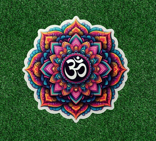 Om mandala design Indian prayer symbol waterproof vinyl sticker - many sizes