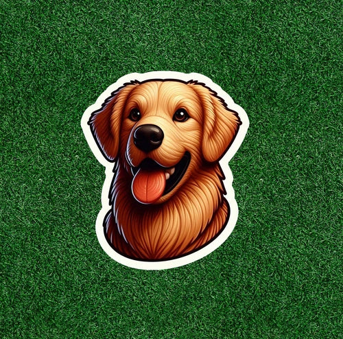 Cute Golden Retriever dog 100% waterproof vinyl decal sticker - many sizes