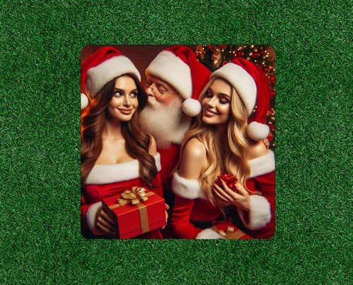 Santa Claus is celebrating Christmas (twice) vinyl sticker decal - several sizes