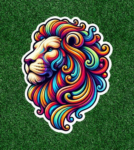 Beautiful Colorful Lion head 100% waterproof vinyl sticker decal - many sizes