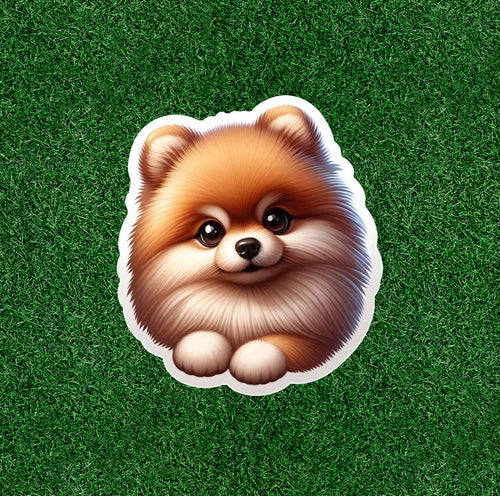 Cute Pomeranian puppy dog 100% waterproof vinyl sticker decal - many sizes