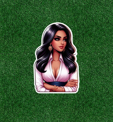 Beautiful Indian lady in business suit vinyl decal sticker - many sizes