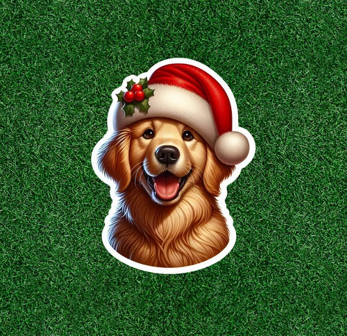 Christmas Golden Retriever dog 100% waterproof vinyl decal sticker - many sizes