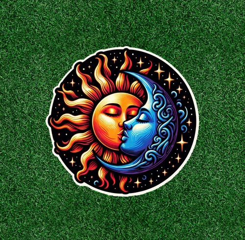 Celestial sun kissing moon 100% waterproof vinyl sticker decal - many sizes