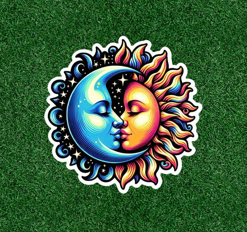 Celestial sun kissing moon 100% waterproof vinyl sticker decal - many sizes