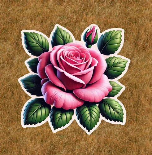 Beautiful pink rose 100% waterproof vinyl sticker decal - many sizes available