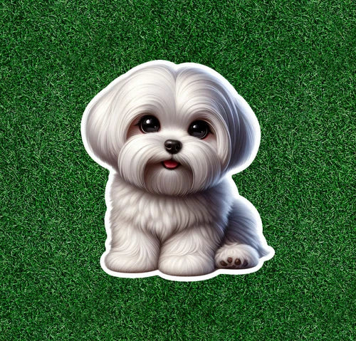 Cute Maltese dog waterproof vinyl sticker decal - many sizes available