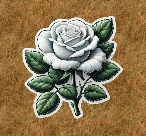 Beautiful white rose 100% waterproof vinyl sticker decal - many sizes available