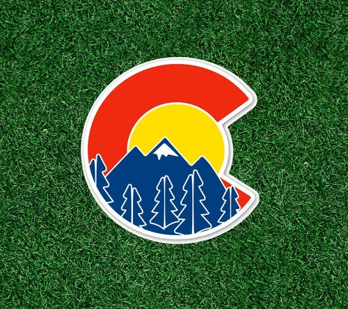 Colorado State design with mountains 100% waterproof vinyl sticker - many sizes