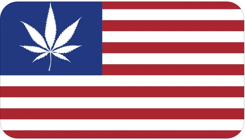 United States Flag with marijuana leaf 100% waterproof vinyl sticker- many sizes