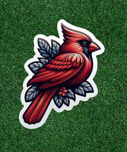 Beautiful red cardinal 100% waterproof vinyl sticker decal - many sizes
