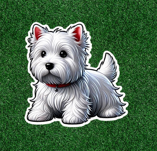 Cute Westie West Highland White Terrier dog waterproof vinyl sticker- many sizes