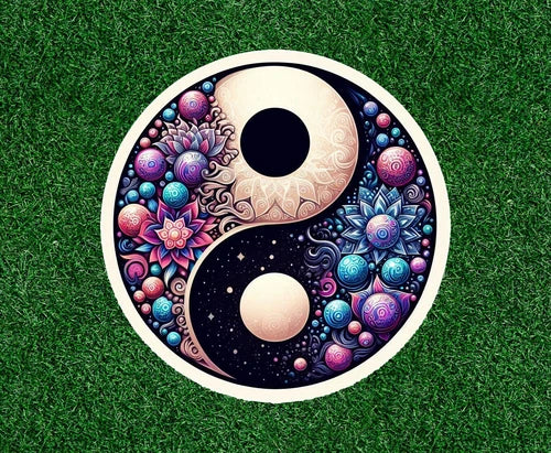 Beautiful Yin Yang design 100% waterproof vinyl decal sticker - many sizes