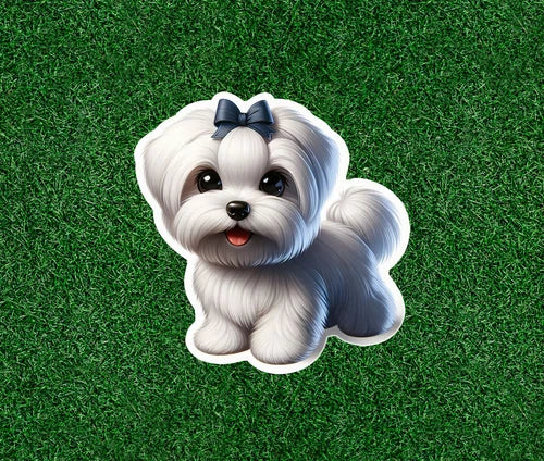 Cute Maltese dog waterproof vinyl sticker decal - many sizes available