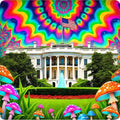 White House under a trippy sky 100% waterproof vinyl sticker - several sizes