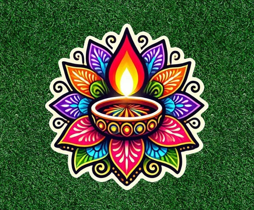 Diwali Deepavali Hindu festival of lights waterproof vinyl sticker - many sizes