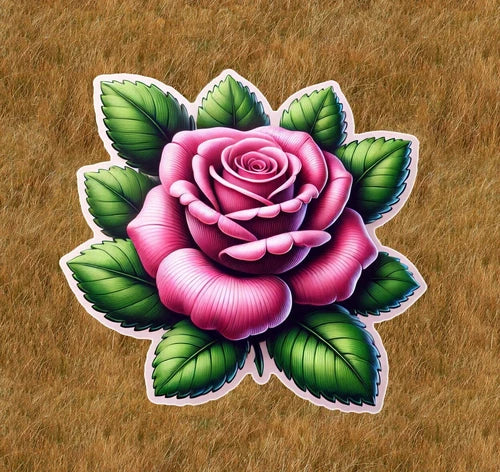 Beautiful pink rose 100% waterproof vinyl sticker decal - many sizes available