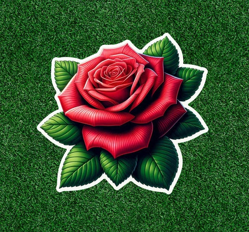 Beautiful red rose 100% waterproof vinyl sticker decal - many sizes available
