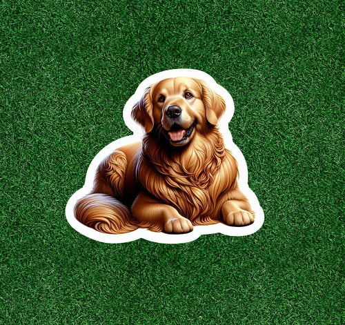 Cute Golden Retriever dog 100% waterproof vinyl sticker decal - many sizes