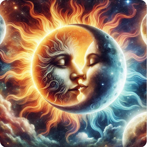 Celestial sun kissing moon 100% waterproof vinyl sticker decal - many sizes