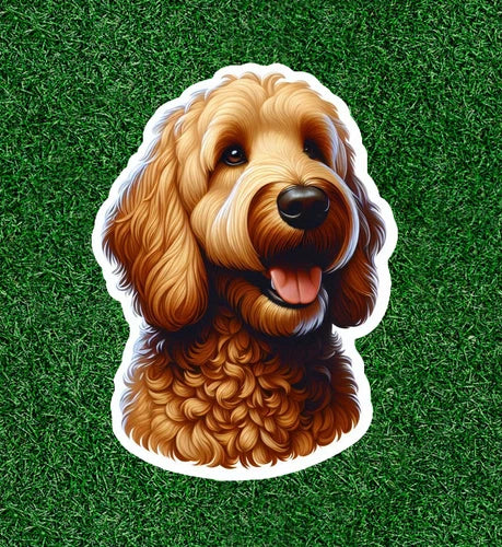 Cute Golden Doodle dog 100% waterproof vinyl sticker decal - many sizes