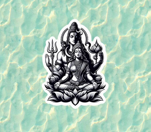Hindu God and Goddess Shiva and Parvati waterproof  vinyl sticker - many sizes