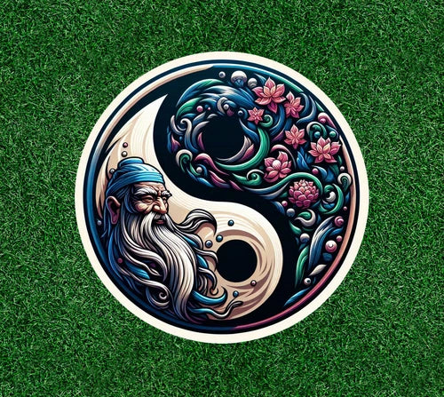 Taoism Lao Tzu Yin Yang design 100% waterproof vinyl decal sticker - many sizes