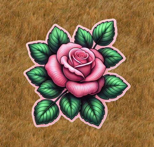 Beautiful pink rose 100% waterproof vinyl sticker decal - many sizes available