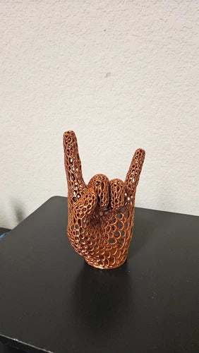 Perfect gift for the heavy metal fan! Lets rock hand sign - shimmering copper