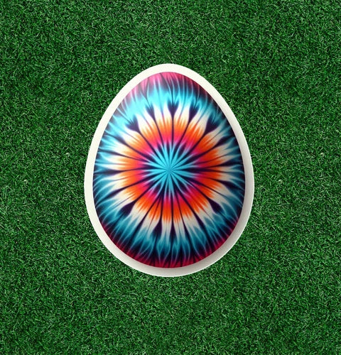 Colorful tie dyed easter egg design sticker decal - several sizes available